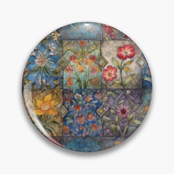 Item preview, Stained Glass Botanical Tile Mosaic Pattern designed and sold by pinkal.