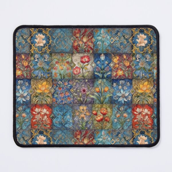 Item preview, Stained Glass Botanical Tile Mosaic Pattern designed and sold by pinkal.