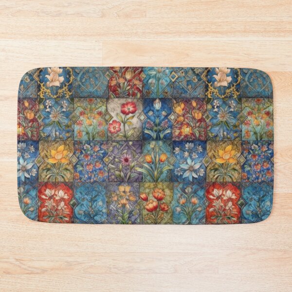 Item preview, Stained Glass Botanical Tile Mosaic Pattern designed and sold by pinkal.