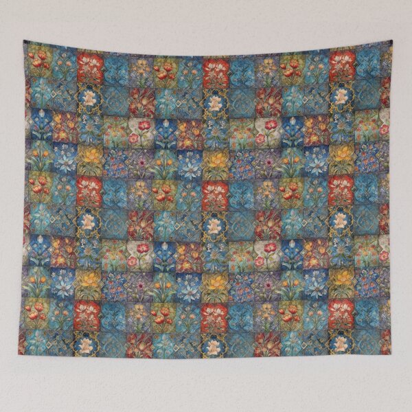 Item preview, Stained Glass Botanical Tile Mosaic Pattern designed and sold by pinkal.