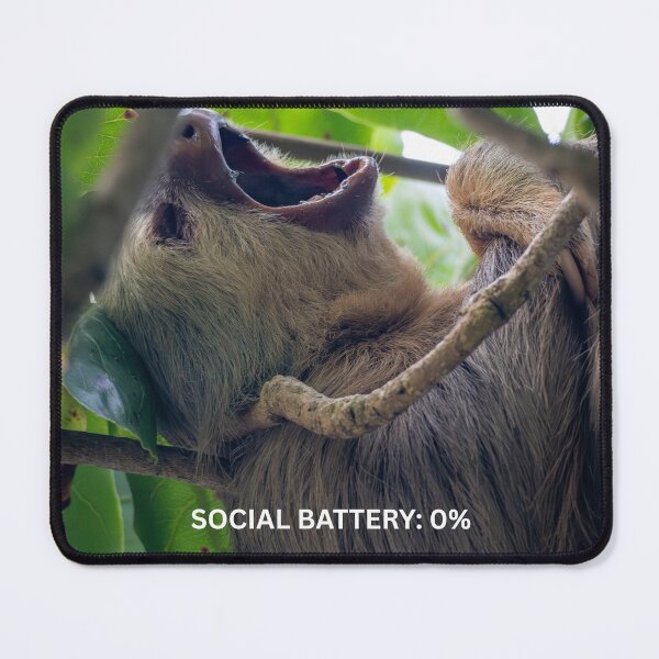 Item preview, Social Battery Zero Percent Sloth Meme Funny Introvert Sticker Antisocial Gift designed and sold by WildFrameNature.