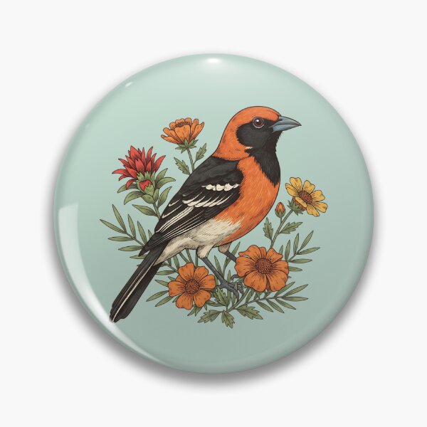 Item preview, Hooded Oriole Vibrant Floral Bird Design designed and sold by BirdsnStuff.
