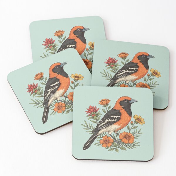 Item preview, Hooded Oriole Vibrant Floral Bird Design designed and sold by BirdsnStuff.