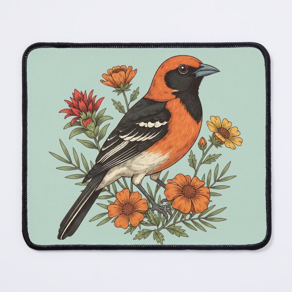 Item preview, Hooded Oriole Vibrant Floral Bird Design designed and sold by BirdsnStuff.