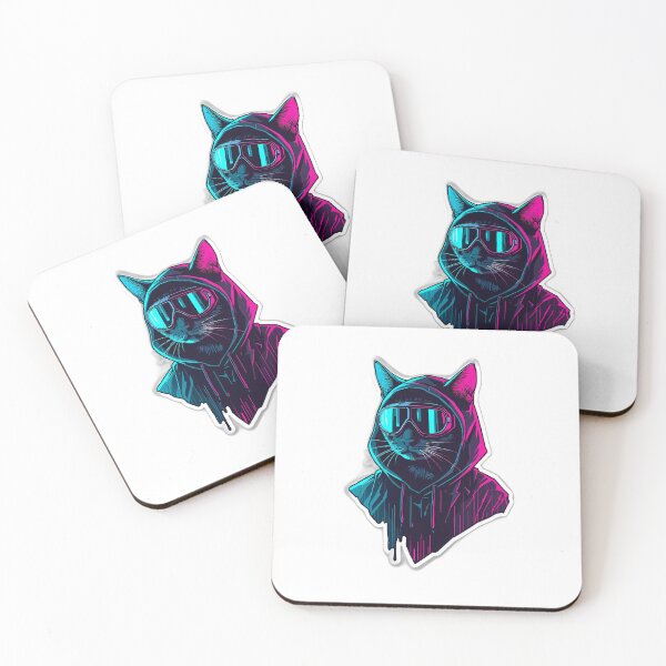 Item preview, Cyberpunk Neon Cat - Futuristic Techwear Kitty Sticker designed and sold by Quotable Gear.