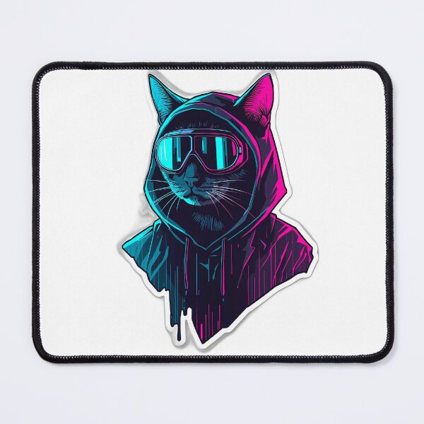 Item preview, Cyberpunk Neon Cat - Futuristic Techwear Kitty Sticker designed and sold by Quotable Gear.