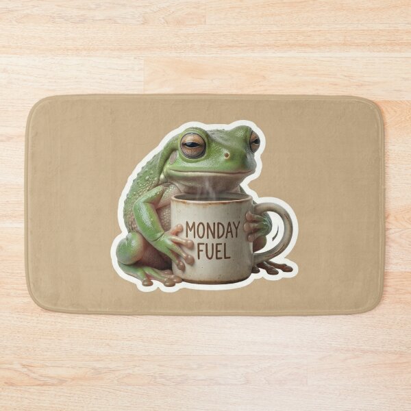 Item preview, Monday Fuel - Funny Sleepy Frog Drinking Coffee designed and sold by Arts Paradise.