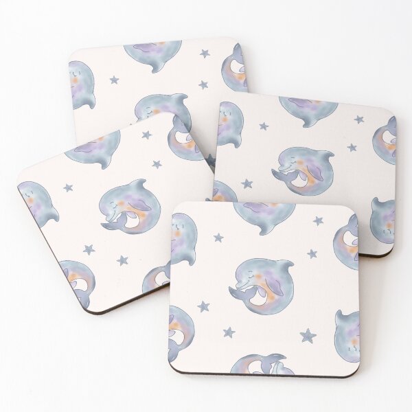 Item preview, Cute Watercolor Dolphin and Stars Seamless Pattern designed and sold by Potattoo.