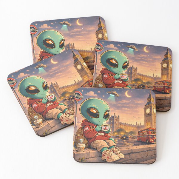 Item preview, Friendly Alien Visiting London on an Exchange Program with English Tea and Big Ben designed and sold by Creative Universe ©.