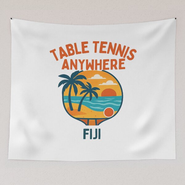 Item preview, Fiji Table Tennis Anywhere – Tropical Island Sunset Ping Pong Tee designed and sold by OhMyPingCo.