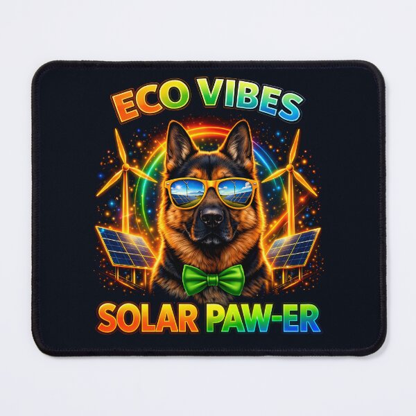 Item preview, German Shepherd Solar Punk – Eco Vibes Solar Paw-er Dog Print Design designed and sold by PixelsPaws.