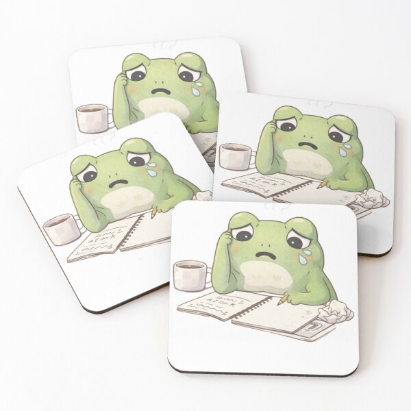 Item preview, Overthinking Frog Studying | Cute Kawaii Aesthetic | Relatable Stress Student Design designed and sold by The Mood Index.