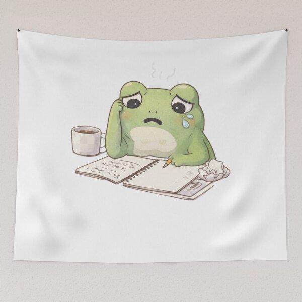Item preview, Overthinking Frog Studying | Cute Kawaii Aesthetic | Relatable Stress Student Design designed and sold by The Mood Index.