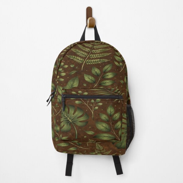 Item preview, Botanical Leaves Pattern Deep Brown Earthy Tropical Aesthetic designed and sold by TheSlowShore.