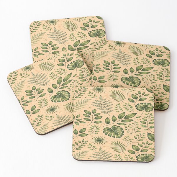Item preview, Botanical Leaves Pattern Light Earthy Brown Tropical Aesthetic designed and sold by TheSlowShore.