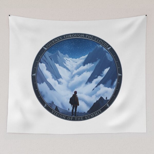 Item preview, Journey Through the Clouds and Vision of the Summit - Mountain Explorer T-Shirt designed and sold by MerchlyMike.