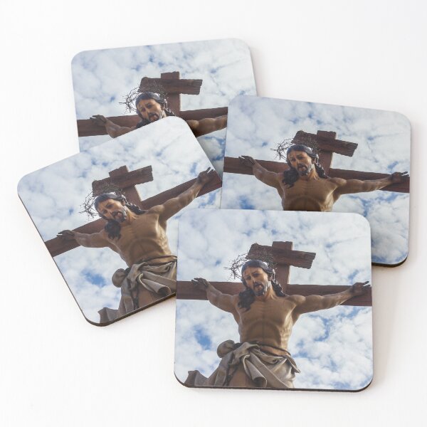 Item preview, Wooden Crucifix Statue Of Jesus On The Cross With Crown Of Thorns Against Sky designed and sold by Nmallia.