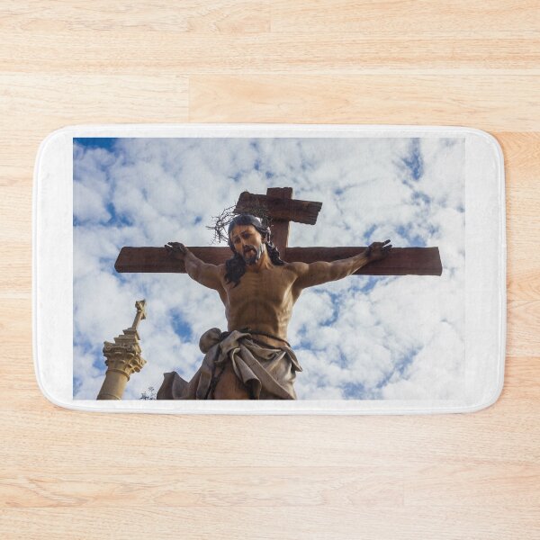 Item preview, Wooden Crucifix Statue Of Jesus On The Cross With Crown Of Thorns Against Sky designed and sold by Nmallia.