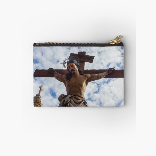 Item preview, Wooden Crucifix Statue Of Jesus On The Cross With Crown Of Thorns Against Sky designed and sold by Nmallia.