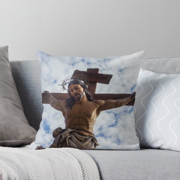 Item preview, Wooden Crucifix Statue Of Jesus On The Cross With Crown Of Thorns Against Sky designed and sold by Nmallia.
