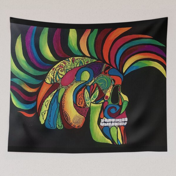 Item preview, Neon Skull Mohawk • Abstract Graphic Art designed and sold by PeridotGypsy.