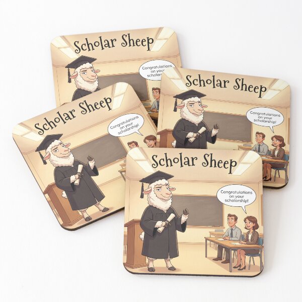 Item preview, Scholar Sheep – Funny Graduation Sheep with Scholarship Pun Illustration designed and sold by WordPlayStudio.