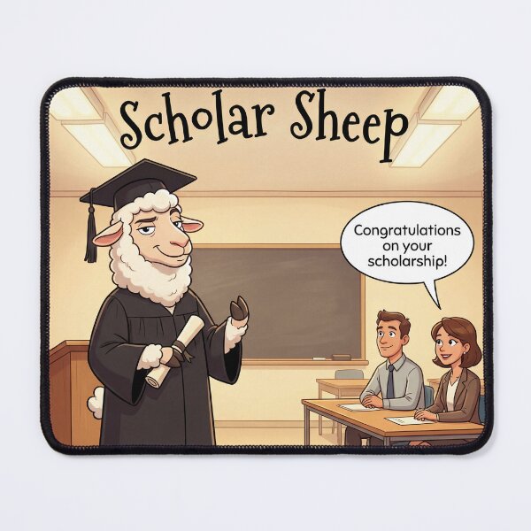 Item preview, Scholar Sheep – Funny Graduation Sheep with Scholarship Pun Illustration designed and sold by WordPlayStudio.