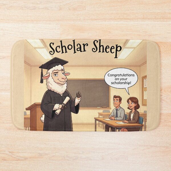 Item preview, Scholar Sheep – Funny Graduation Sheep with Scholarship Pun Illustration designed and sold by WordPlayStudio.