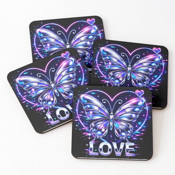 Item preview, Neon Butterfly Love Retro Futuristic designed and sold by the-dovlat.