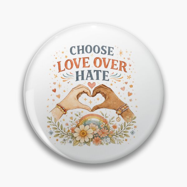 Item preview, Choose Love Over Hate - Vintage Floral Heart Hands designed and sold by VariusDesigns.
