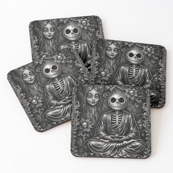 Item preview, Mystical Skeleton Monk – Dark Gothic Art Engraving designed and sold by ABsoluzen.