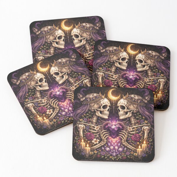Item preview, Gothic Crystal Heart Skeleton Lovers – Dark Botanical Witchy Aesthetic Sticker designed and sold by yofeustore.