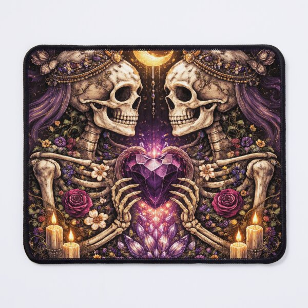 Item preview, Gothic Crystal Heart Skeleton Lovers – Dark Botanical Witchy Aesthetic Sticker designed and sold by yofeustore.