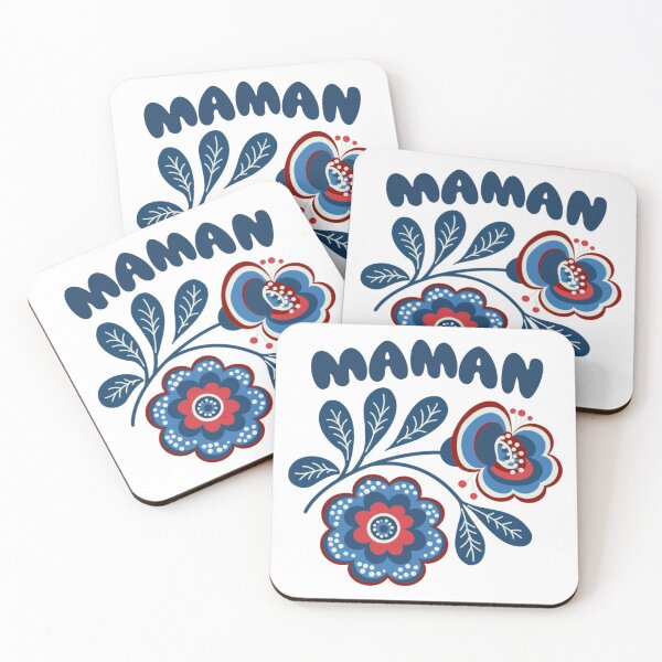 Item preview, Scandinavian Folk Art Flower Maman - Nordic Floral Retro Illustration - Blue and Red Folk Embroidery Style designed and sold by LaPolilladPapel.