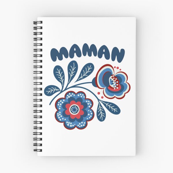 Item preview, Scandinavian Folk Art Flower Maman - Nordic Floral Retro Illustration - Blue and Red Folk Embroidery Style designed and sold by LaPolilladPapel.