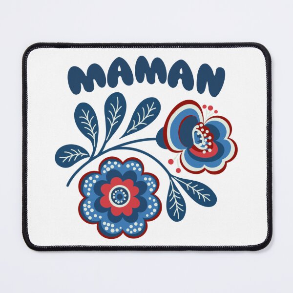 Item preview, Scandinavian Folk Art Flower Maman - Nordic Floral Retro Illustration - Blue and Red Folk Embroidery Style designed and sold by LaPolilladPapel.
