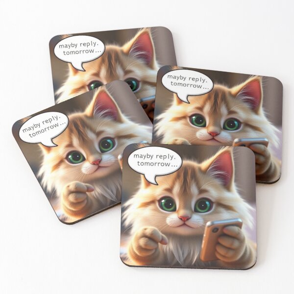 Item preview, Funny Introvert striped  Cat Ignoring Text Reply Tomorrow Cute Kawaii Cat Relatable Humor Design designed and sold by Tpac-goods.