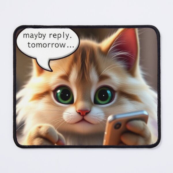 Item preview, Funny Introvert striped Cat Ignoring Text Reply Tomorrow Cute Kawaii Cat Relatable Humor Design designed and sold by Tpac-goods.