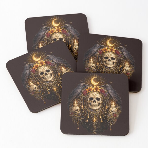 Item preview, Gothic Raven Skull Sticker – Dark Occult Botanical Art with Moon & Candle Aesthetic designed and sold by yofeustore.