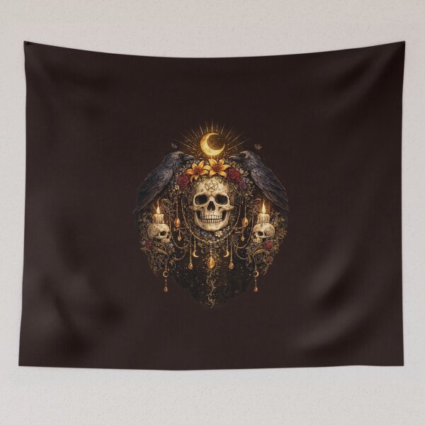 Item preview, Gothic Raven Skull Sticker – Dark Occult Botanical Art with Moon & Candle Aesthetic designed and sold by yofeustore.