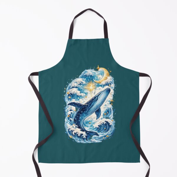 Item preview, Mystical Whale Ocean Art, Celestial Sea Illustration, Moon and Waves Fantasy, Blue Aesthetic Marine Life Design designed and sold by TheSlowShore.