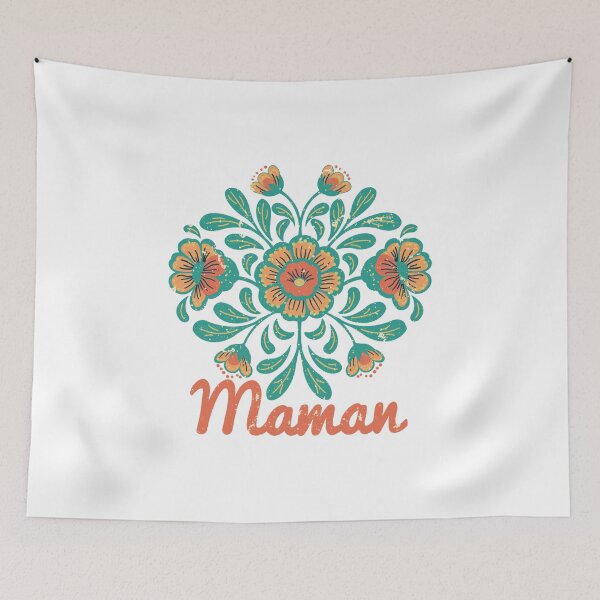 Item preview, Retro Folk Art Maman Floral Design - Vintage Boho Flowers French Mother Gift designed and sold by LaPolilladPapel.