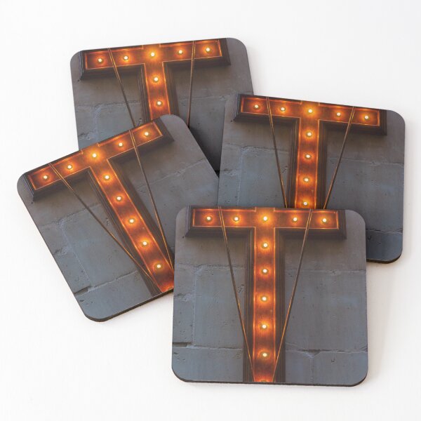 Item preview, Illuminated Wooden Cross With Warm Marquee Lights Mounted on Church Stone Wall designed and sold by Nmallia.