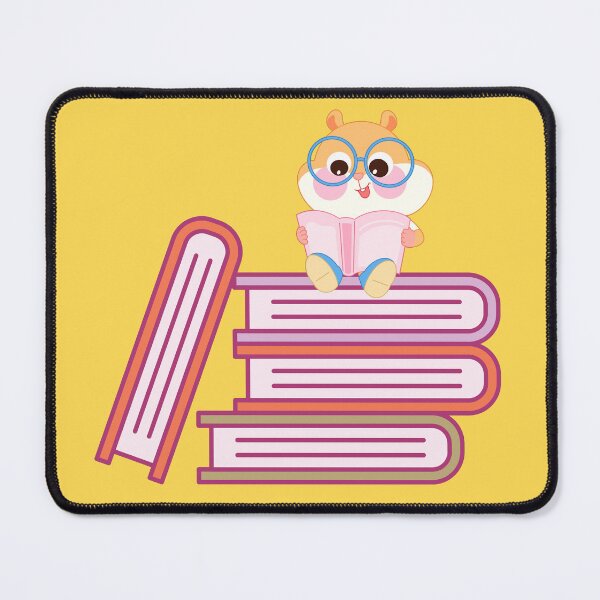 Item preview, Cute Hamster Reading on Book Stack - Kawaii Bibliophile Art designed and sold by Rehnair.