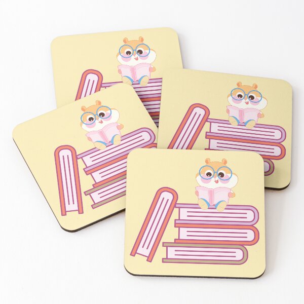 Item preview, Cute Hamster Reading on Book Stack - Kawaii Bibliophile Art designed and sold by Rehnair.