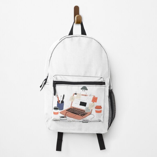 Item preview, Overworked Aesthetic Laptop Illustration – Burnout, Coffee & Messy Desk Vibes designed and sold by MugnificentShop.