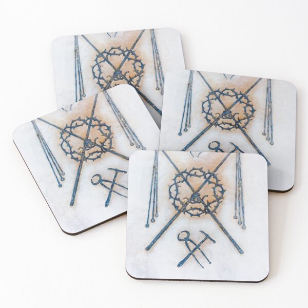 Item preview, Crown of Thorns With Crossed Nails and Hammer Metal Emblem on Marble Memorial Plaque designed and sold by Nmallia.