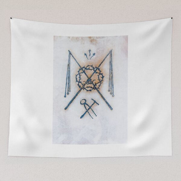 Item preview, Crown of Thorns With Crossed Nails and Hammer Metal Emblem on Marble Memorial Plaque designed and sold by Nmallia.