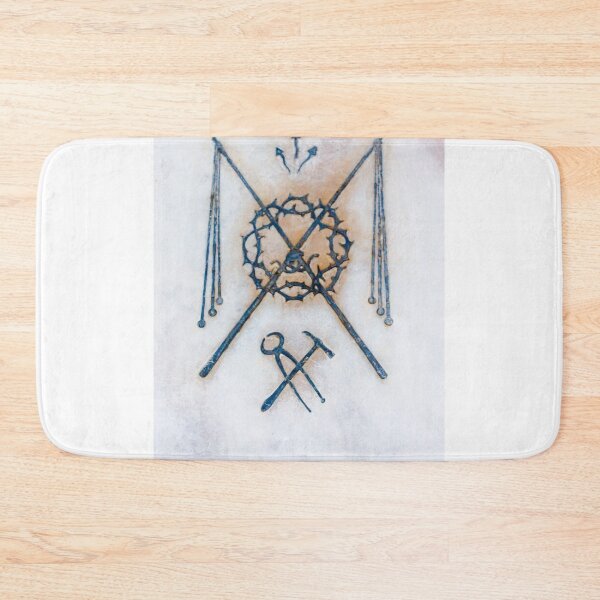 Item preview, Crown of Thorns With Crossed Nails and Hammer Metal Emblem on Marble Memorial Plaque designed and sold by Nmallia.