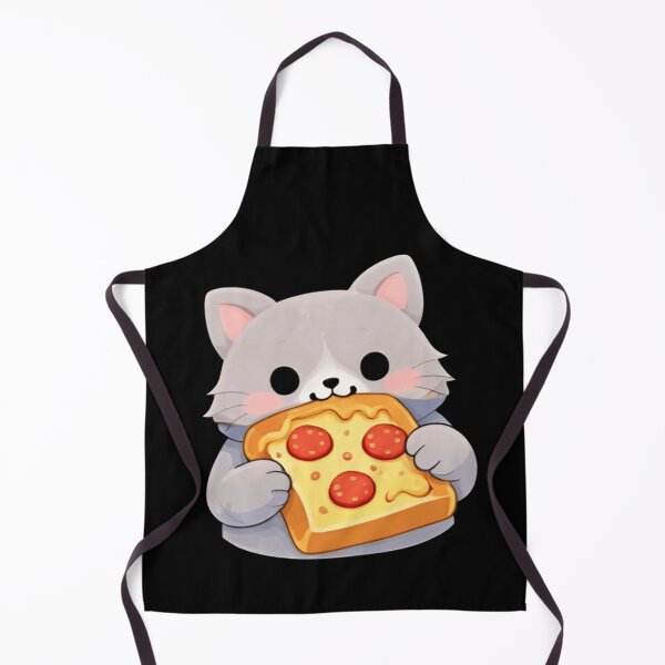 Item preview, Kawaii Gray Cat Eating Pepperoni Pizza Slice - Cute Chibi Kitten designed and sold by Trendora90.